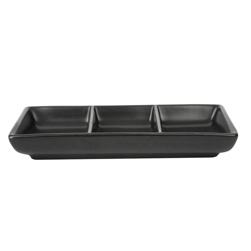 VERONA PORCELAIN 3 SQUARE CONNECTED BOWL 7 INCH, BLACK COLOR