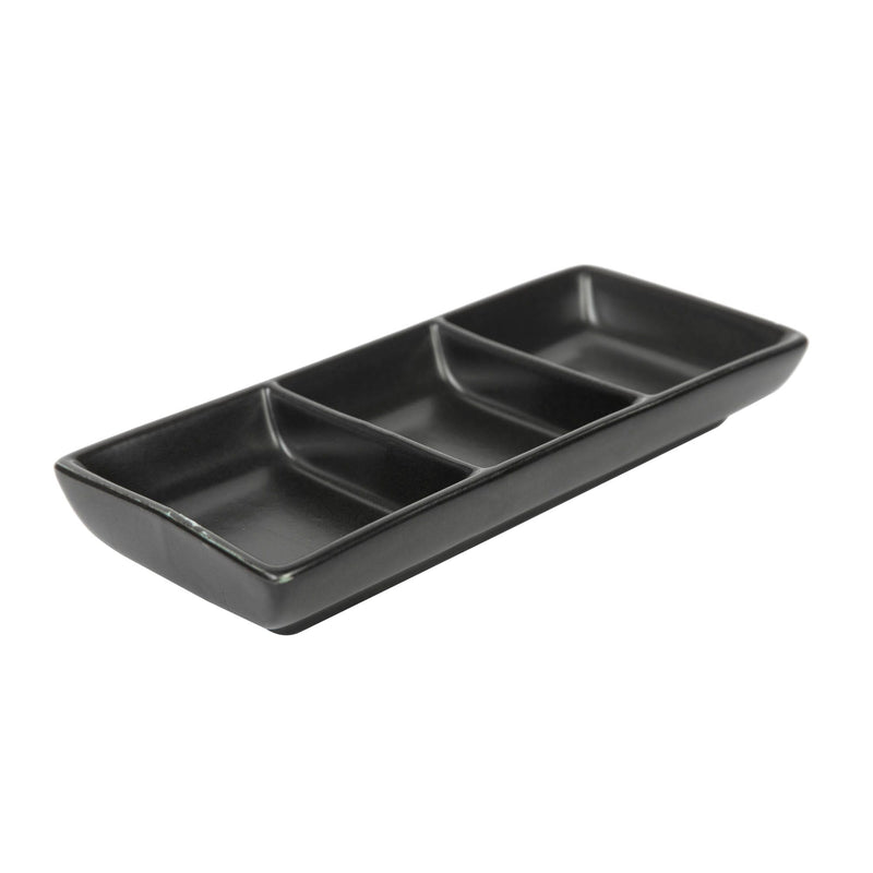 VERONA PORCELAIN 3 SQUARE CONNECTED BOWL 7 INCH, BLACK COLOR