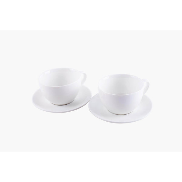 VERONA PORCELAIN 2 PIECE CUP AND SAUCER SET FOR CAPUCCINO, WHITE COLOR