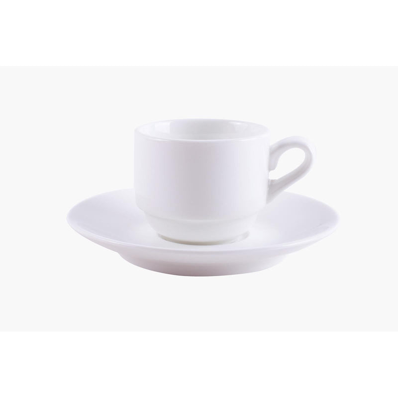 VERONA PORCELAIN 2 PIECE CUP AND SAUCER SET FOR TURKISH COFFEE 6 CM, WHITE COLOR