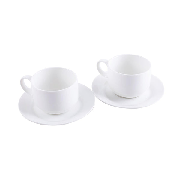 VERONA PORCELAIN 2 PIECE CUP AND SAUCER SET 22 CL, WHITE COLOR