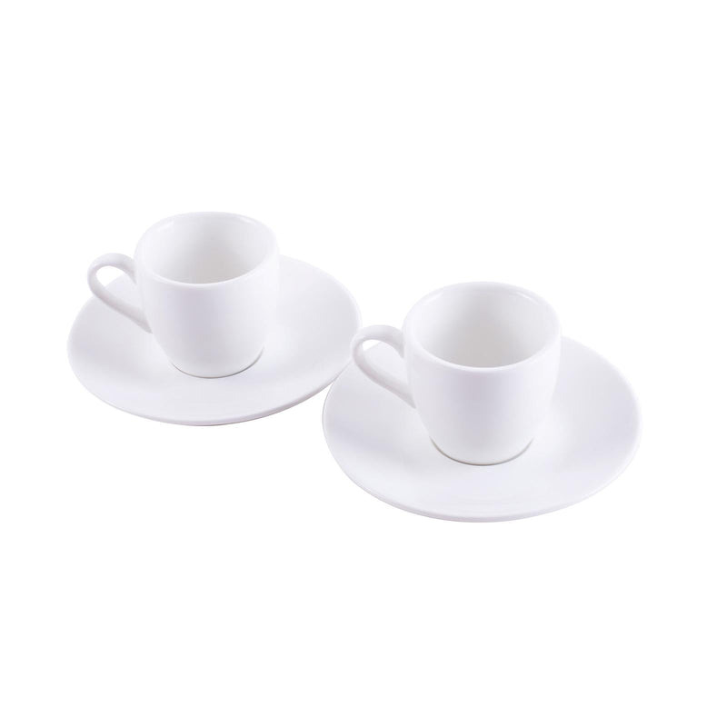 VERONA PORCELAIN 2 PIECE CUP AND SAUCER SET FOR ESPRESSO 8 CL, WHITE COLOR