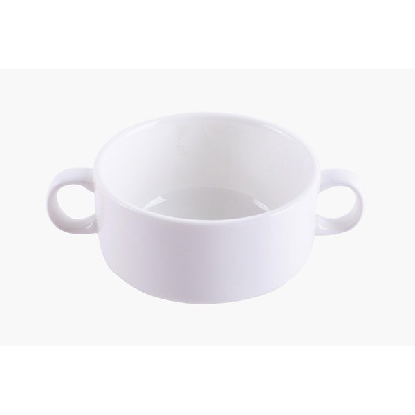 VERONA PORCELAIN DOUBLE HANDLE SOUP BOWL 10 CM, WHITE COLOR