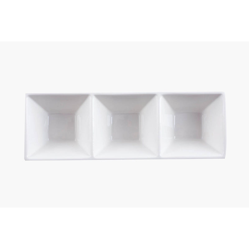 VERONA PORCELAIN 3 SQUARE CONNECTED BOWL 23.5X8.3 CM, WHITE COLOR