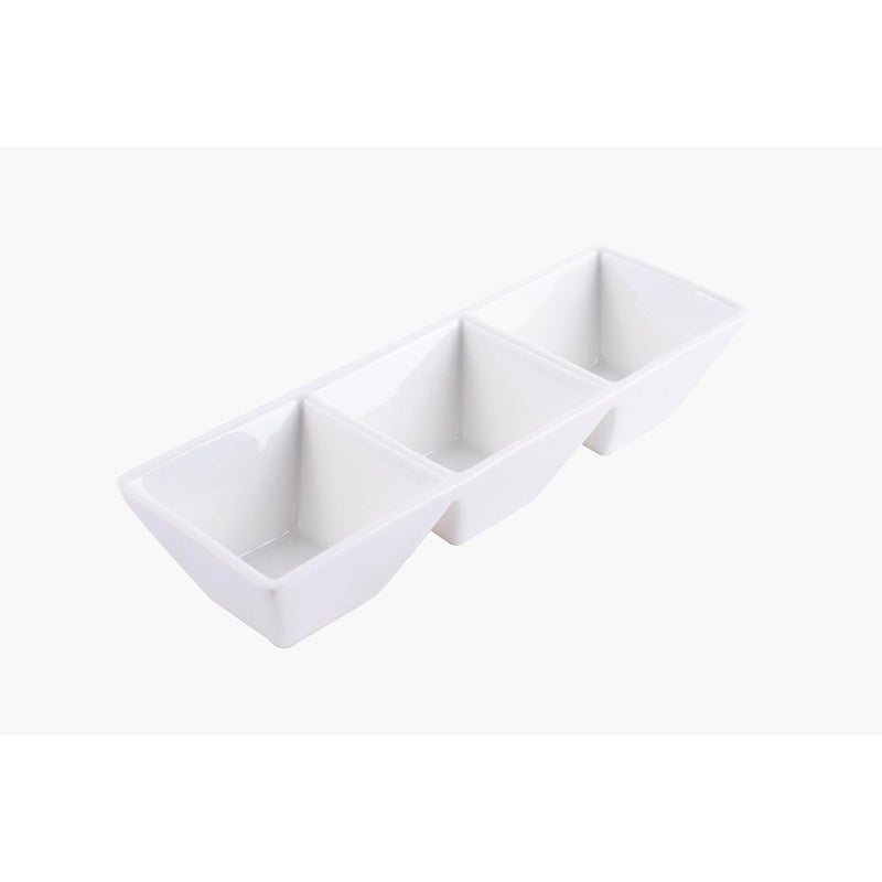 VERONA PORCELAIN 3 SQUARE CONNECTED BOWL 23.5X8.3 CM, WHITE COLOR