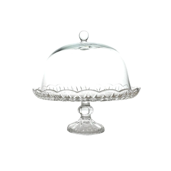 TALIONA CROSS GLASS LARGE CAKE DOME 31X29 CM, CLEAR