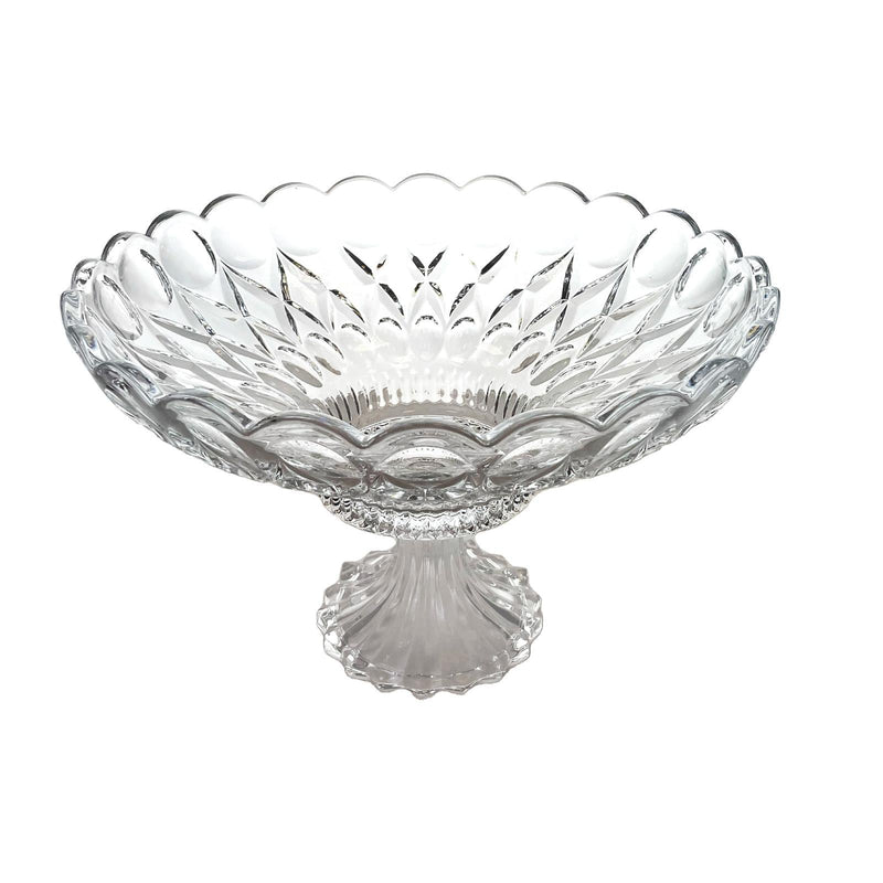 TALIONA NEW ANGELICA GLASS FOOTED FRUIT BOWL 31.50 CM, CLEAR