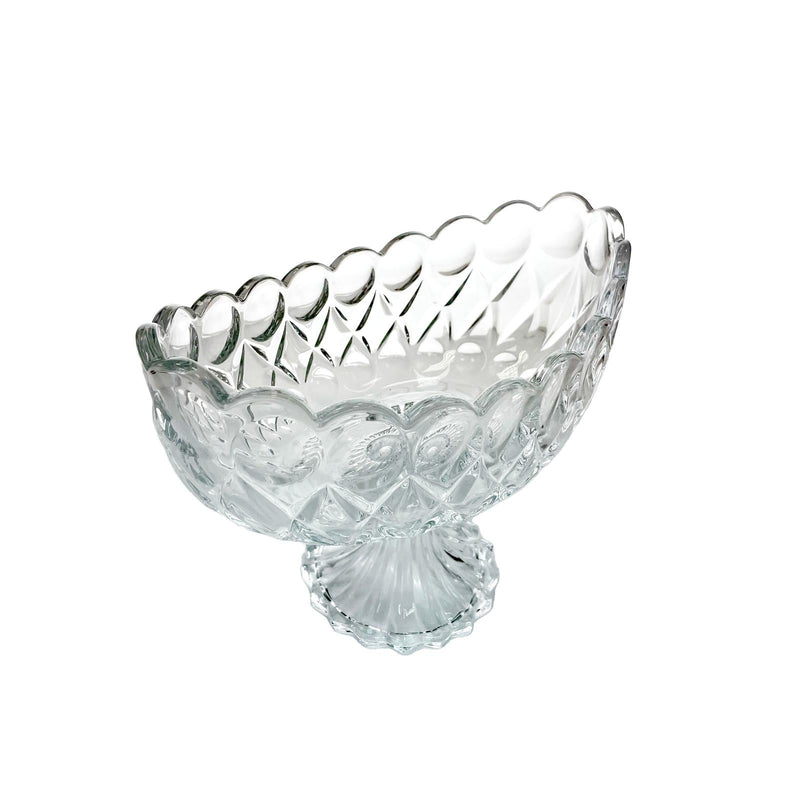 TALIONA NEW ANGELICA GLASS OVAL FOOTED FRUIT BOWL 27X15X21.5 CM, CLEAR