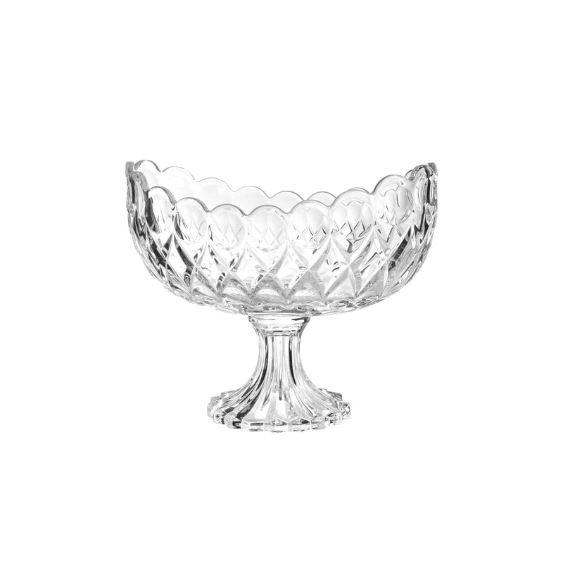 TALIONA NEW ANGELICA GLASS OVAL FOOTED FRUIT BOWL 27X15X21.5 CM, CLEAR