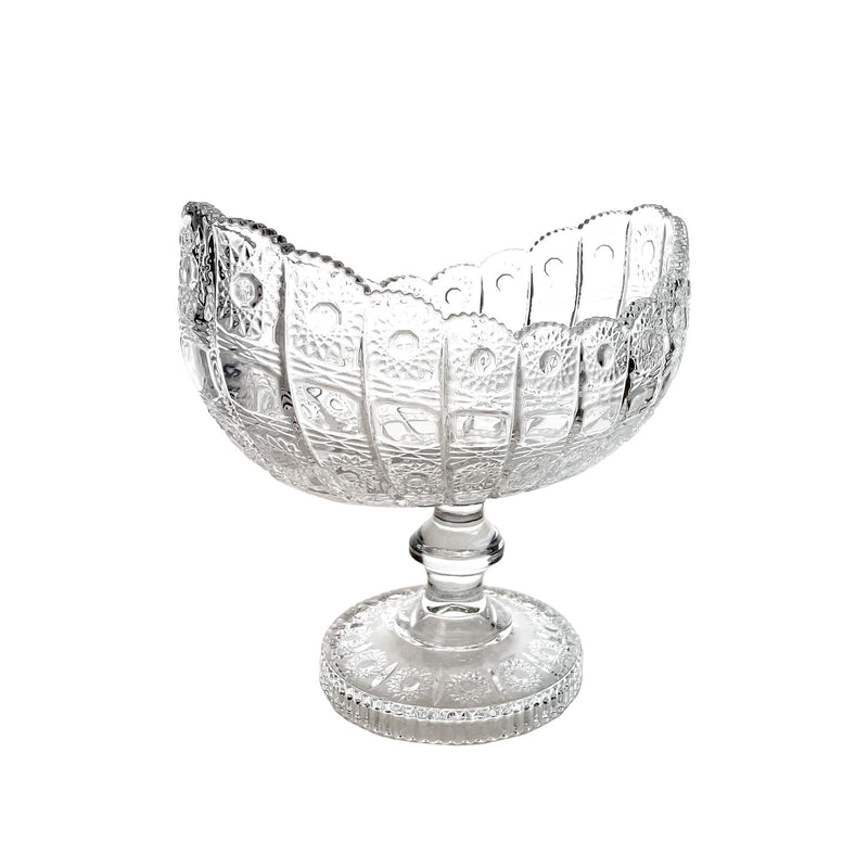 TALIONA PK GLASS OVAL FOOTED BOWL 26X17X24 CM, CLEAR