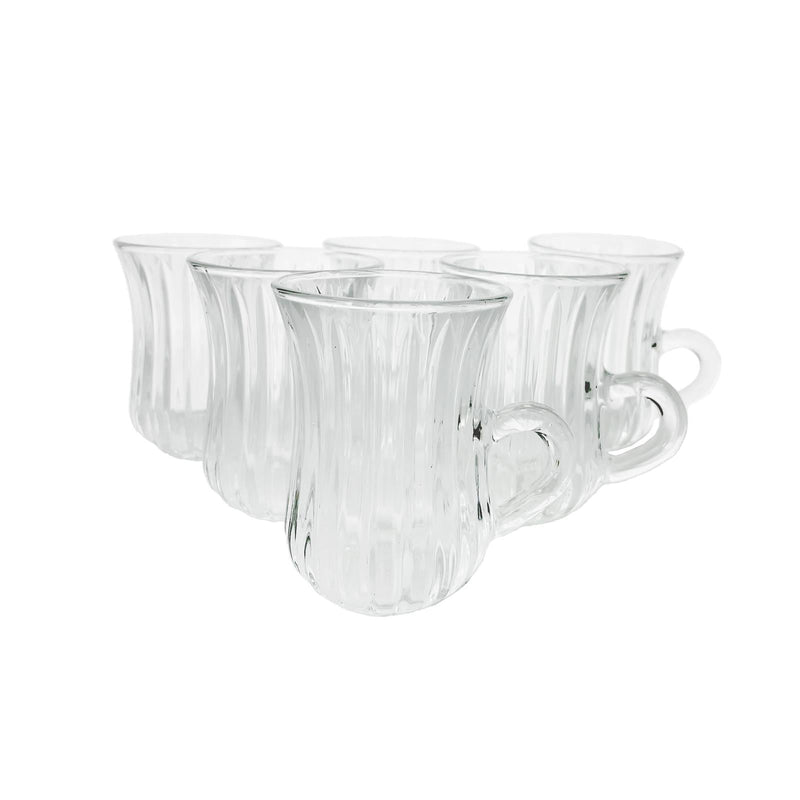 TALIONA DALIAN 6 PIECE TEA CUP SET 10 CL, CLEAR