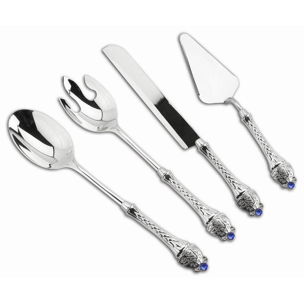 REGENT ROYAL STAINLESS STEEL 4 PIECE CAKE & SALAD SERVER SET, SILVER COLOR