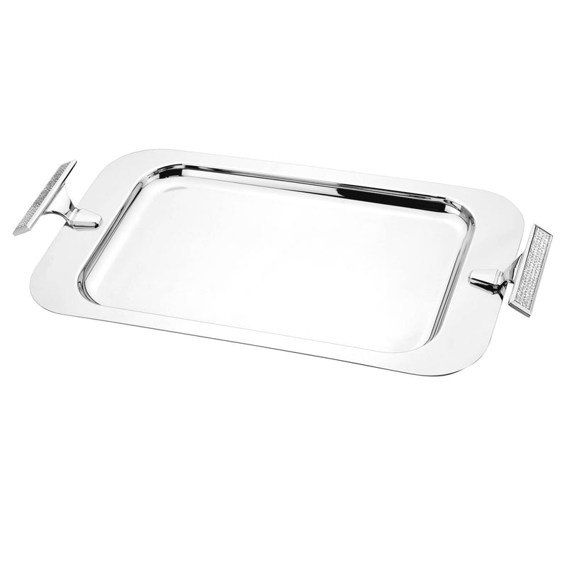 REGENT GLITTER STAINLESS STEEL RECTANGLE TRAY 51X27 CM, SILVER COLOR