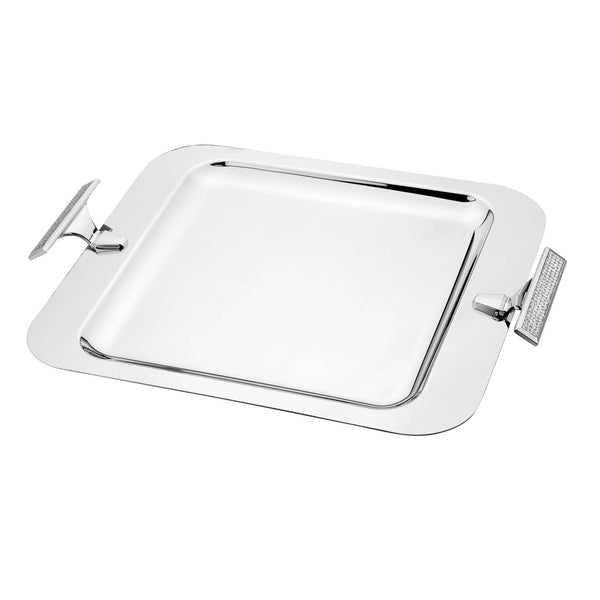 REGENT GLITTER STAINLESS STEEL SQUARE TRAY 46X34 CM, SILVER COLOR