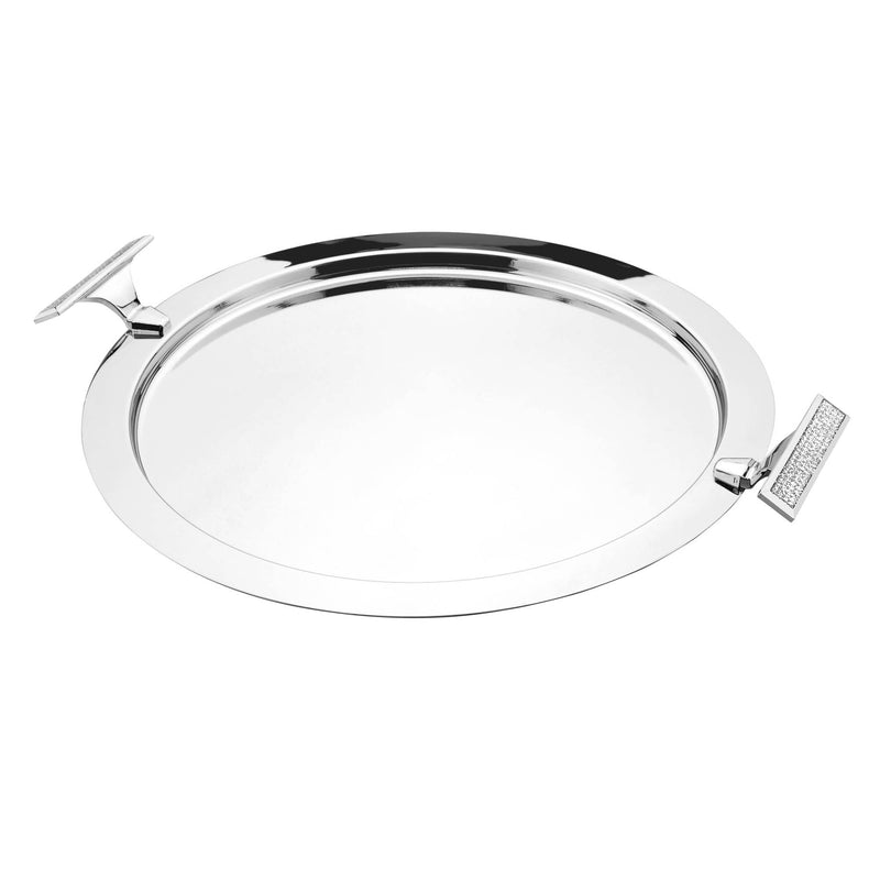 REGENT GLITTER STAINLESS STEEL ROUND TRAY 47X40 CM, SILVER COLOR