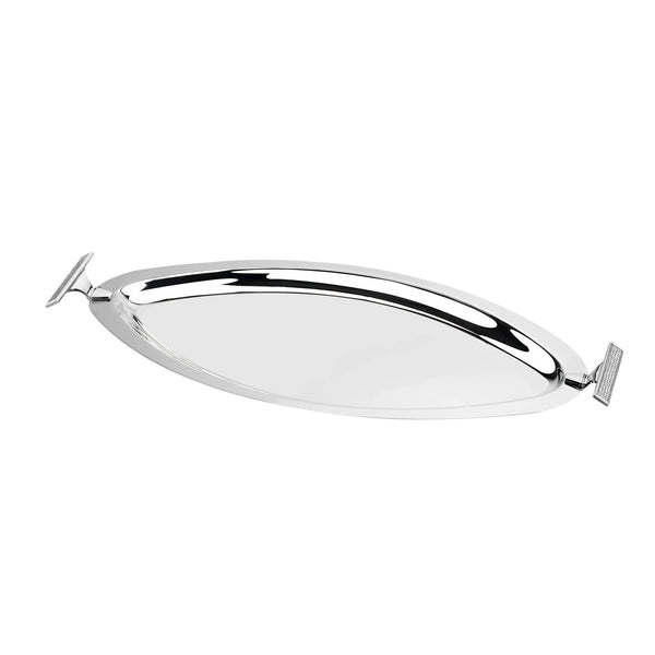 REGENT GLITTER STAINLESS STEEL OVAL TRAY 56 CM, SILVER COLOR