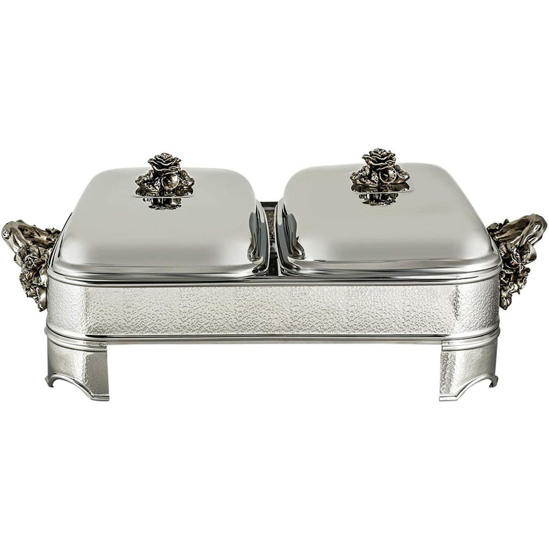 REGENT WILD BUSH STAINLESS STEEL OBLONG FOOD WARMER 2X1.5 QTS, SILVER COLOR