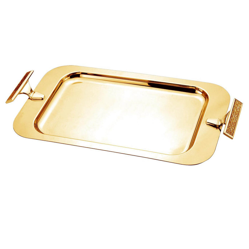 REGENT GLITTER STAINLESS STEEL RECTANGLE TRAY 51X27 CM, GOLD COLOR