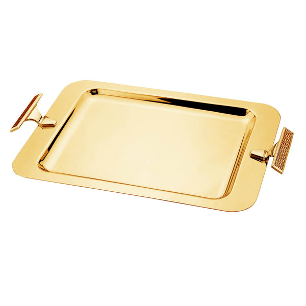 REGENT GLITTER STAINLESS STEEL RECTANGLE TRAY 51X31 CM, GOLD COLOR