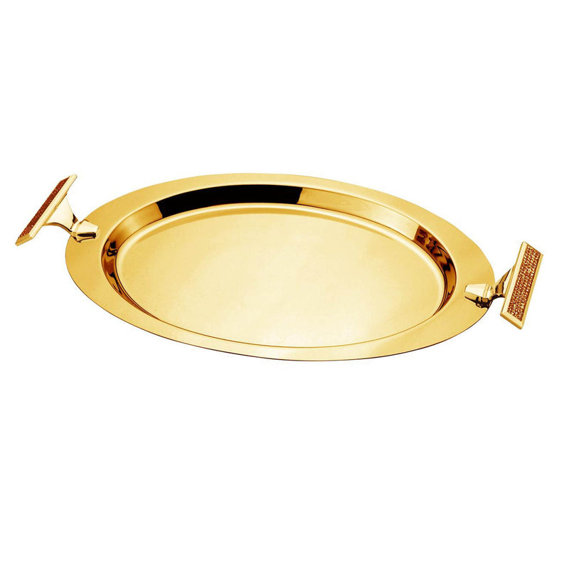 REGENT GLITTER STAINLESS STEEL OVAL TRAY 45X26 CM, GOLD COLOR