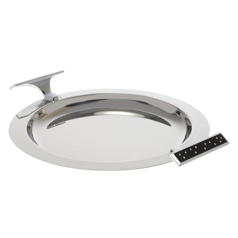 REGENT BRILLIANT STAINLESS STEEL ROUND TRAY 39X31 CM, SILVER