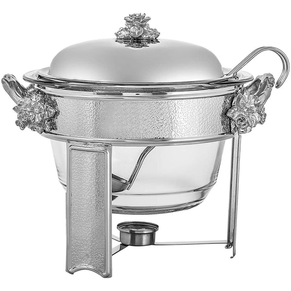 REGENT WILD BUSH STAINLESS STEEL ROUND SOUP WARMER WITH LADLE 4 QTS, SILVER COLOR