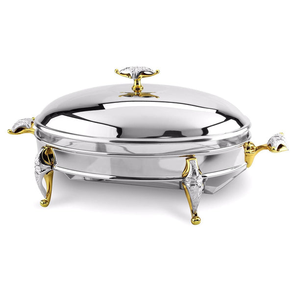 REGENT MALIAKA STAINLESS STEEL OVAL FOOD WARMER 3 QTS, GOLD COLOR