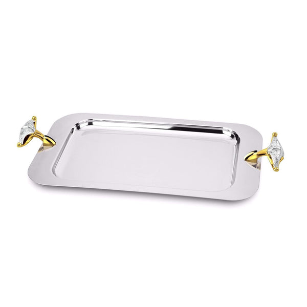 REGENT MALIAKA STAINLESS STEEL RECTANGLE TRAY 54X27 CM, GOLD COLOR