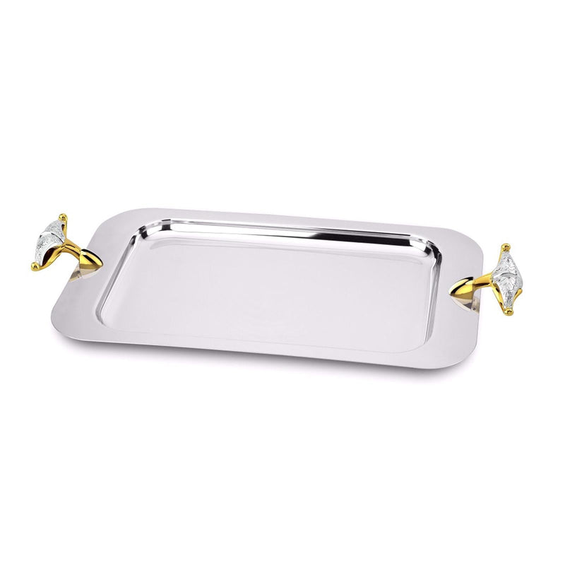 REGENT MALIAKA STAINLESS STEEL RECTANGLE TRAY 54X27 CM, GOLD COLOR