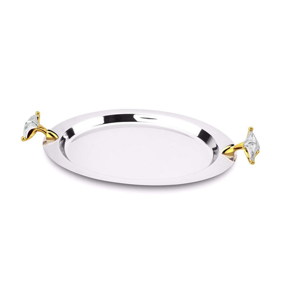 REGENT MALIAKA STAINLESS STEEL OVAL TRAY 50X26 CM, GOLD COLOR