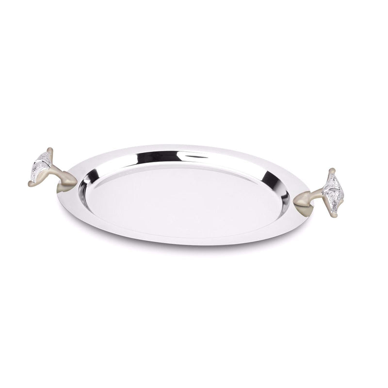 REGENT MALIAKA STAINLESS STEEL OVAL TRAY 50X26 CM, SILVER COLOR