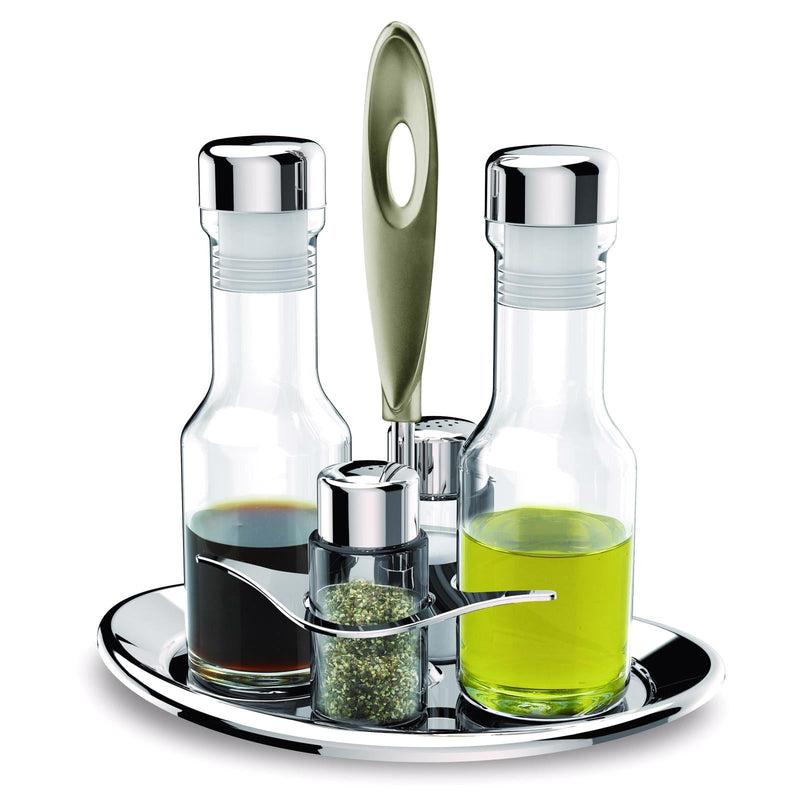 REGENT O2 STAINLESS STEEL SALT AND PEPPER & OIL AND VINEGER SET, SILVER COLOR