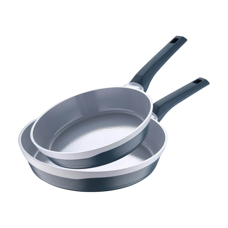 MASTERPRO GASTRO 2 PIECE CAST ALUMINUM NON-STICK FRYPAN SET 24 CM + 28 CM WITH INDUCTION BOTTOM, GREY COLOR