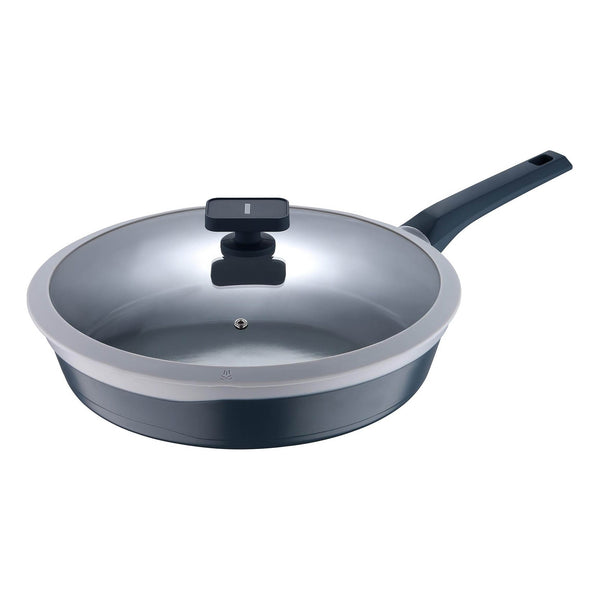 MASTERPRO GASTRO CAST ALUMINUM NON-STICK INDUCTION BOTTOM FRYPAN WITH LID 32 CM, GREY COLOR