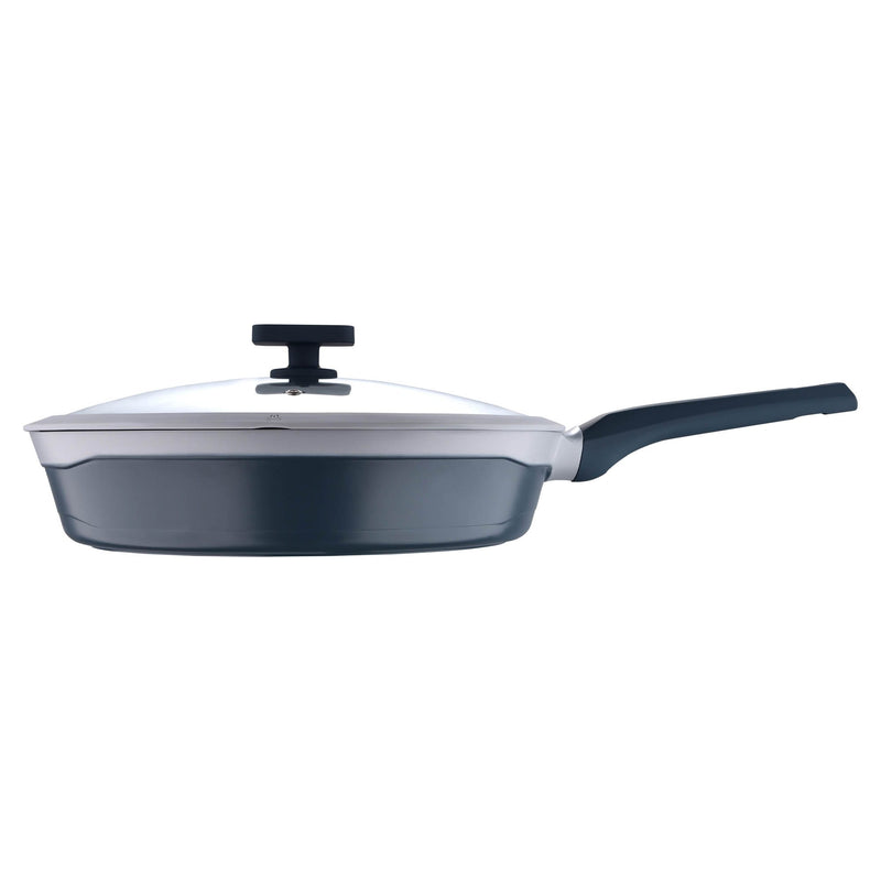 MASTERPRO GASTRO CAST ALUMINUM NON-STICK INDUCTION BOTTOM FRYPAN WITH LID 32 CM, GREY COLOR