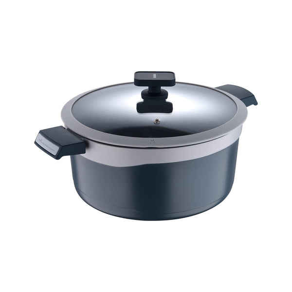 MASTERPRO GASTRO CAST ALUMINUM NON-STICK INDUCTION BOTTOM CASSEORLE WITH LID 28 CM/7 LITER, GREY COLOR