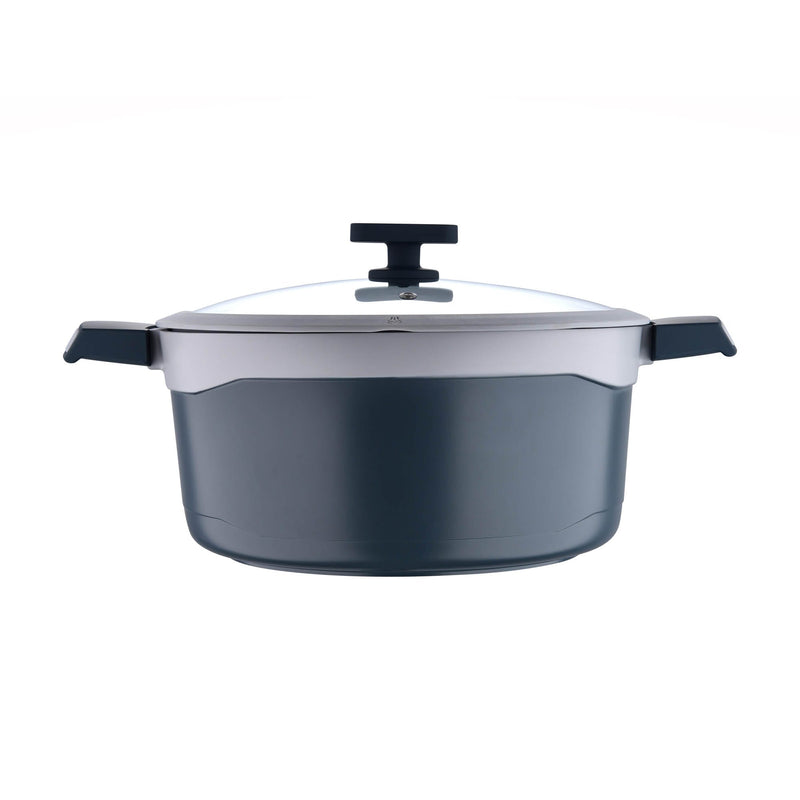 MASTERPRO GASTRO CAST ALUMINUM NON-STICK INDUCTION BOTTOM CASSEORLE WITH LID 28 CM/7 LITER, GREY COLOR