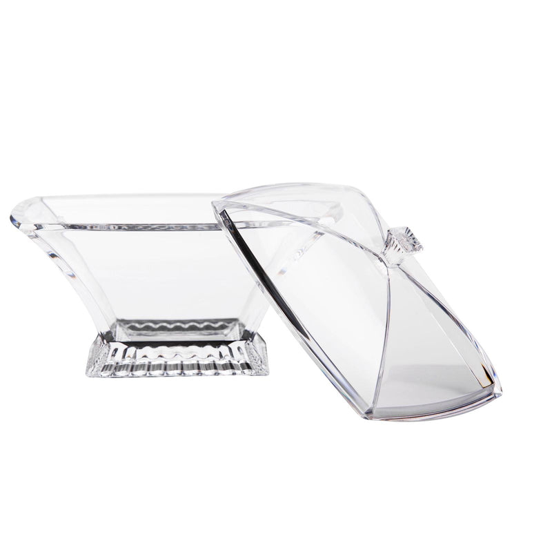 AZAD ACRYLIC RECTANGLE LARGE CANDY BOWL WITH LID 34 CL, CLEAR