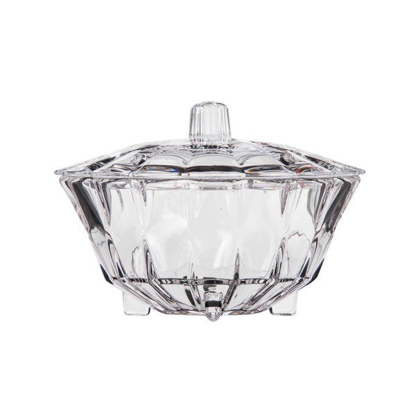 AZAD FLOWER SHAPE ACRYLIC CANDY BOWL WITH LID, CLEAR