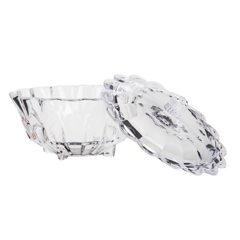 AZAD FLOWER SHAPE ACRYLIC CANDY BOWL WITH LID, CLEAR