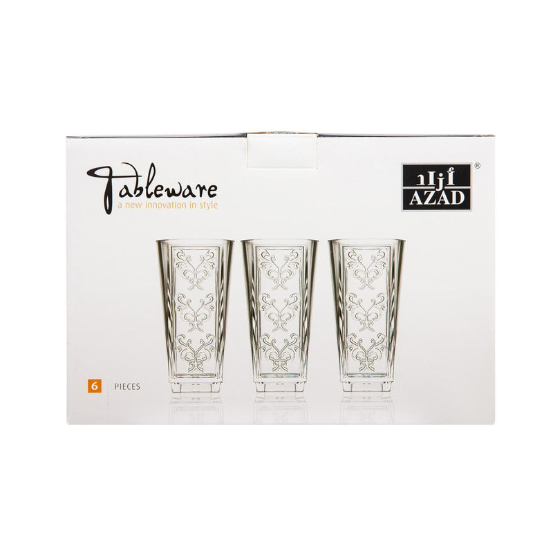 AZAD FUDGE 6 PIECE ACRYLIC H-B TUMBLER SET 25 CL, CLEAR