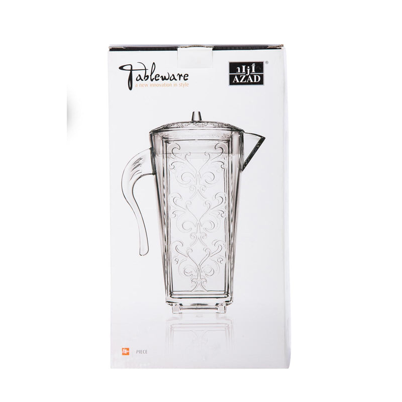 AZAD FUDGE ACRYLIC WATER JUG 1.25 LITER, CLEAR