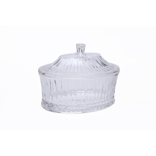 AZAD OVAL ACRYLIC CANDY BOWL WITH LID, CLEAR