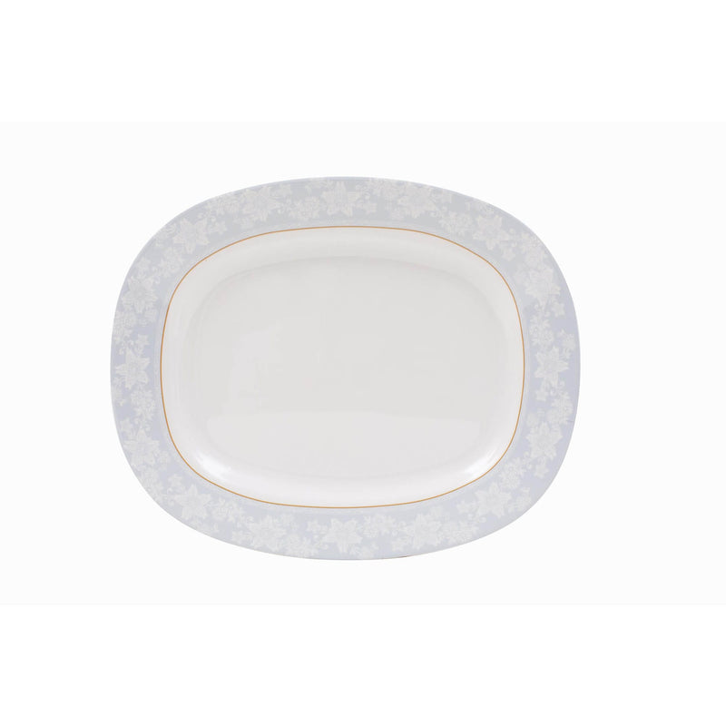 ROYAL MELAMINE PEBBLE FLOWER MELAMINE OVAL PLATTER 36 CM, LIGHT BLUE COLOR