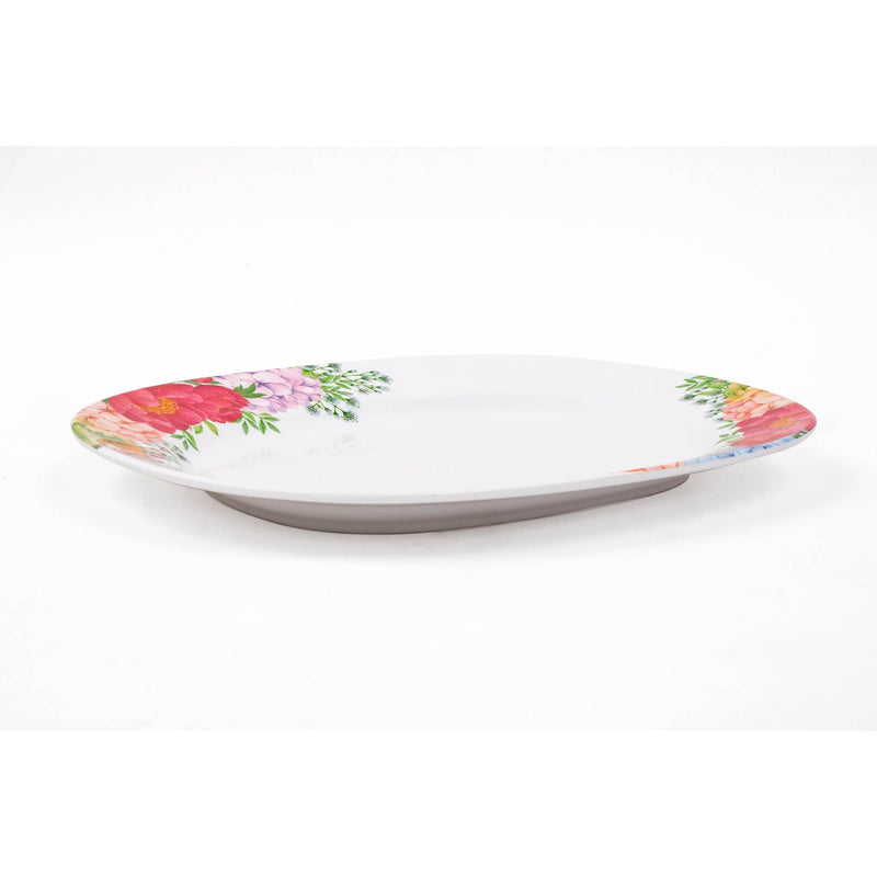 ROYAL MELAMINE PEONY BLOOKING MELAMINE OVAL PLATTER 36 CM, FLORAL COLOR