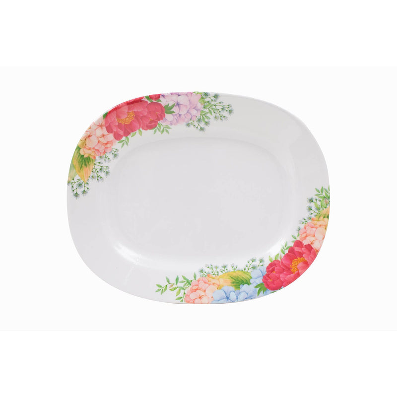 ROYAL MELAMINE PEONY BLOOKING MELAMINE OVAL PLATTER 36 CM, FLORAL COLOR