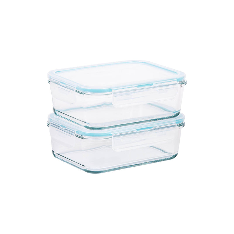 TALIONA BORO PRO 2 PIECE RECTANGLE STORAGE BOX SET 90 CL, BLUE/CLEAR COLOR