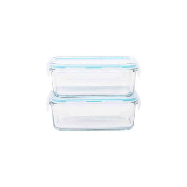 TALIONA BORO PRO 2 PIECE RECTANGLE STORAGE BOX SET 72.5 CL, BLUE/CLEAR COLOR