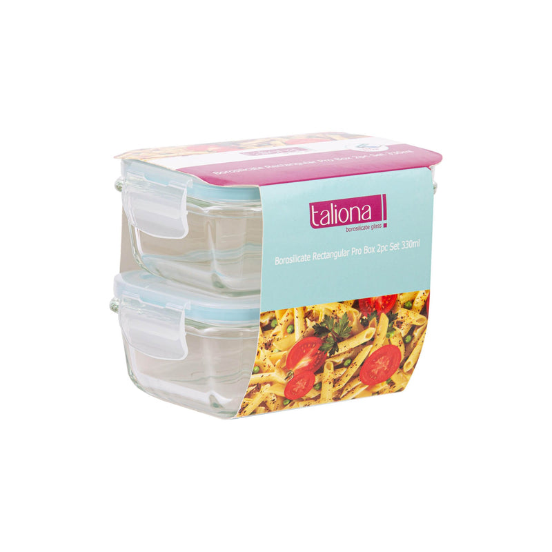 TALIONA BORO PRO 2 PIECE RECTANGLE STORAGE BOX SET 33 CL, BLUE/CLEAR COLOR