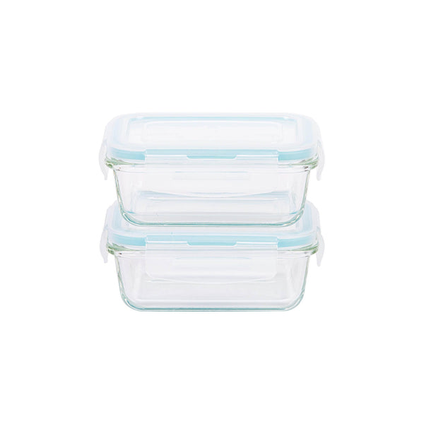 TALIONA BORO PRO 2 PIECE RECTANGLE STORAGE BOX SET 33 CL, BLUE/CLEAR COLOR